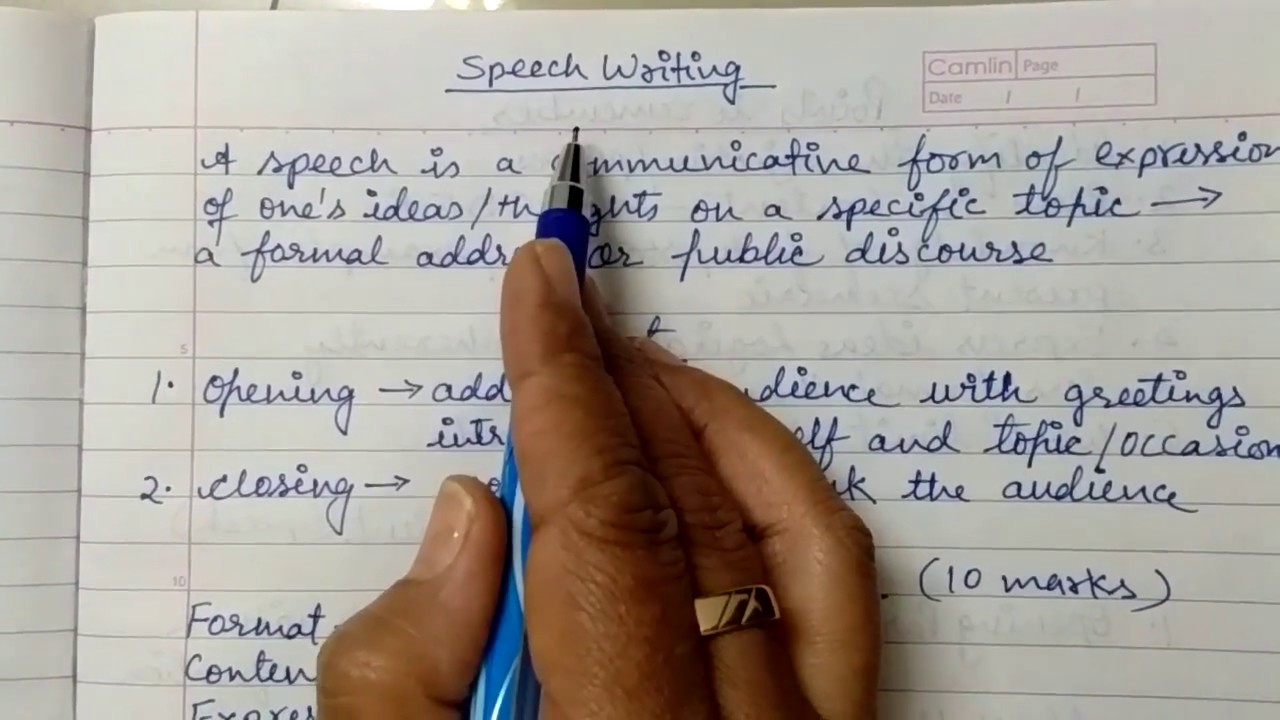 how to write a speech for class 5